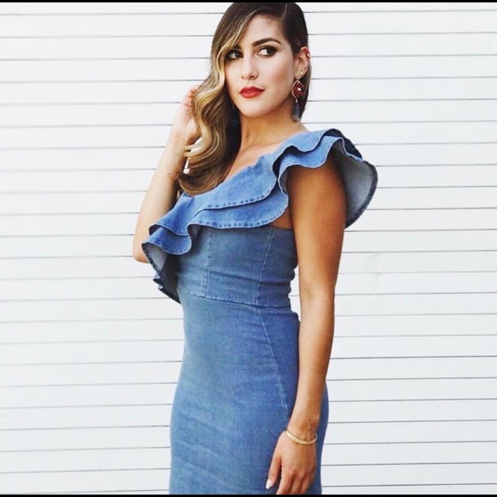 Sweet Tomato Denim Ruffle Dress SZ Small
